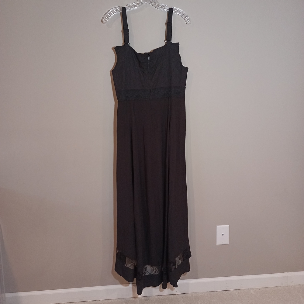 Tripp NYC daang goodman Black Gothic maxi dress Lace Details Size XL "Altered"